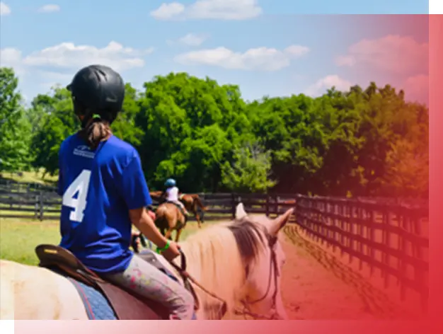 A person riding on the back of a horse.