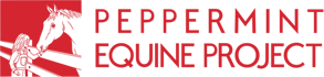 A red and green logo for pepper equine.