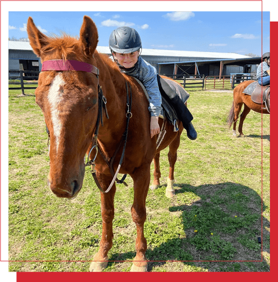 A person on horseback in an enclosed area.